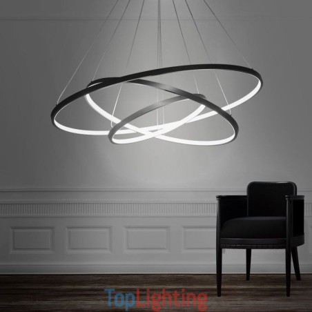 Modern Pendant Light Aluminum Black 3 Ring Hanging Light Modern Pendant Light Aluminum Black 3 Ring Hanging Light