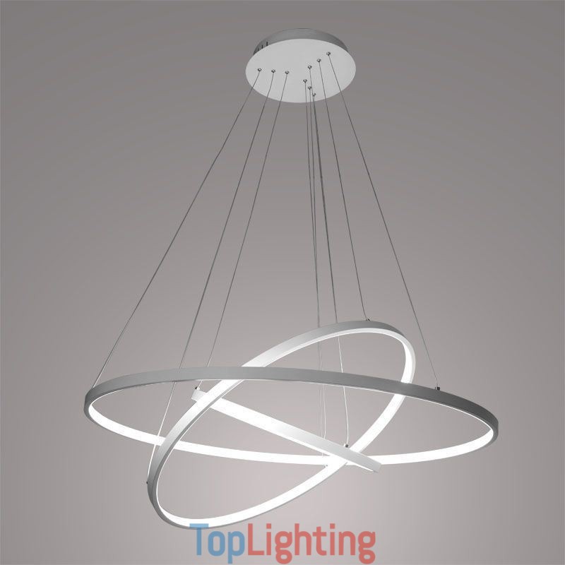 Modern Pendant Light Aluminum Black 3 Ring Hanging Light
