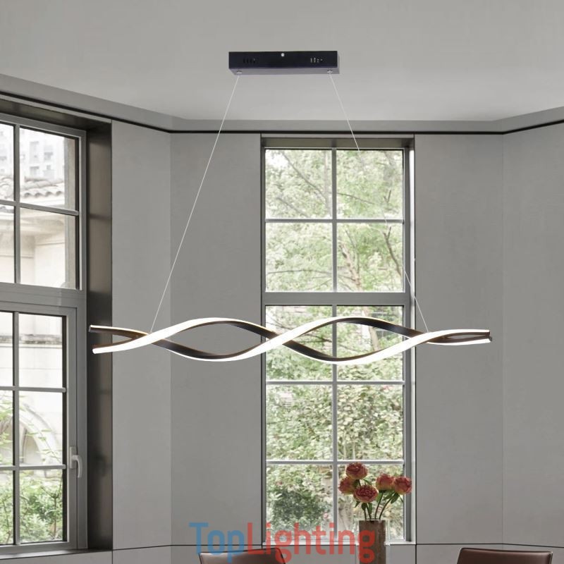 Modern Pendant Lighting Black Wave Shape Hanging Lights