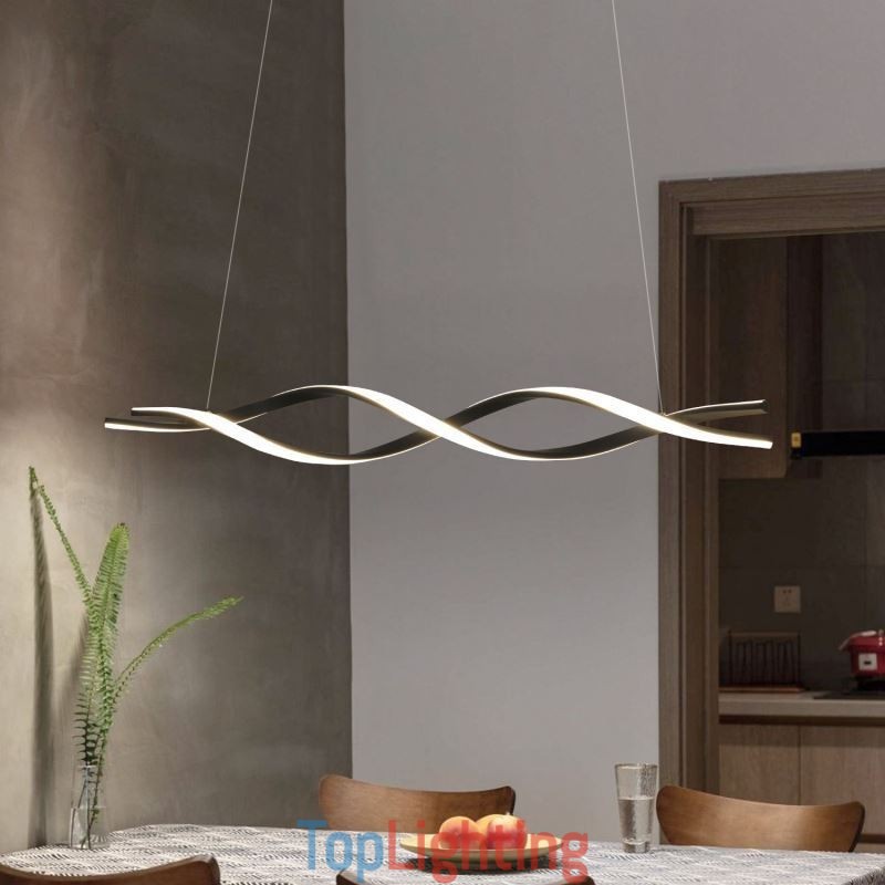 Modern Pendant Lighting Black Wave Shape Hanging Lights