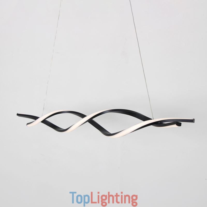 Modern Pendant Lighting Black Wave Shape Hanging Lights