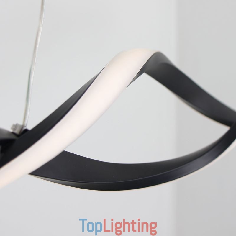 Modern Pendant Lighting Black Wave Shape Hanging Lights