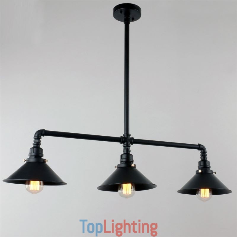 3 Light Retro Industrial Vintage Water Pipe Pendant Light Chandelier Country Rustic Style