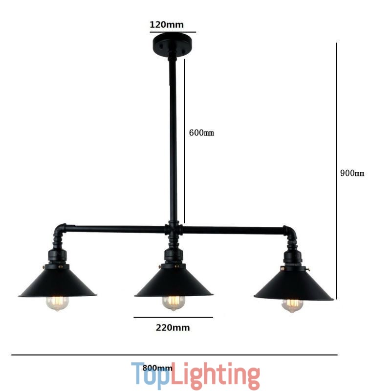 3 Light Retro Industrial Vintage Water Pipe Pendant Light Chandelier Country Rustic Style