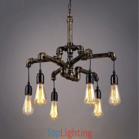 6 Light Retro Industrial Vintage Water Pipe Pendant Light Chandelier Country Rustic Style 6 Light Retro Industrial Vintage Water Pipe Pendant Light Chandelier Country Rustic Style