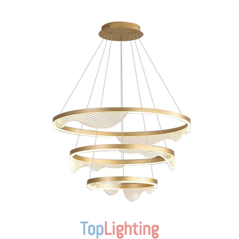 Pendant Light Golden Wave Ripple Hanging Light 3 Light
