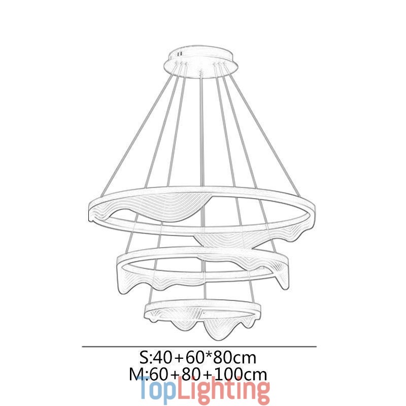 Pendant Light Golden Wave Ripple Hanging Light 3 Light