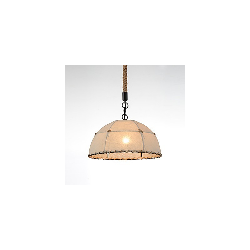 Half Round shaped 1 Lights Pendant Lamps Vintage Style Industry Style Yellow Cloth & Metals Drop Light
