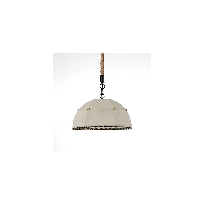 Half Round shaped 1 Lights Pendant Lamps Vintage Style Industry Style Yellow Cloth & Metals Drop Light