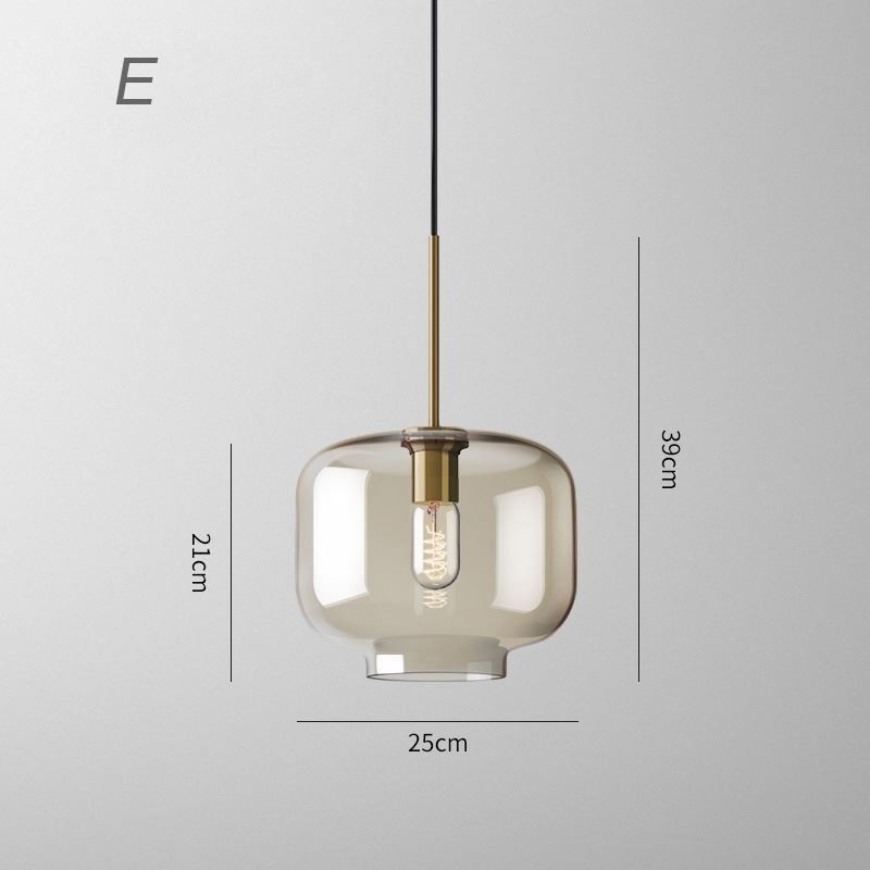 Glass Pendant Light Minimalist Cognac Color Decorative Glass Light Fixture