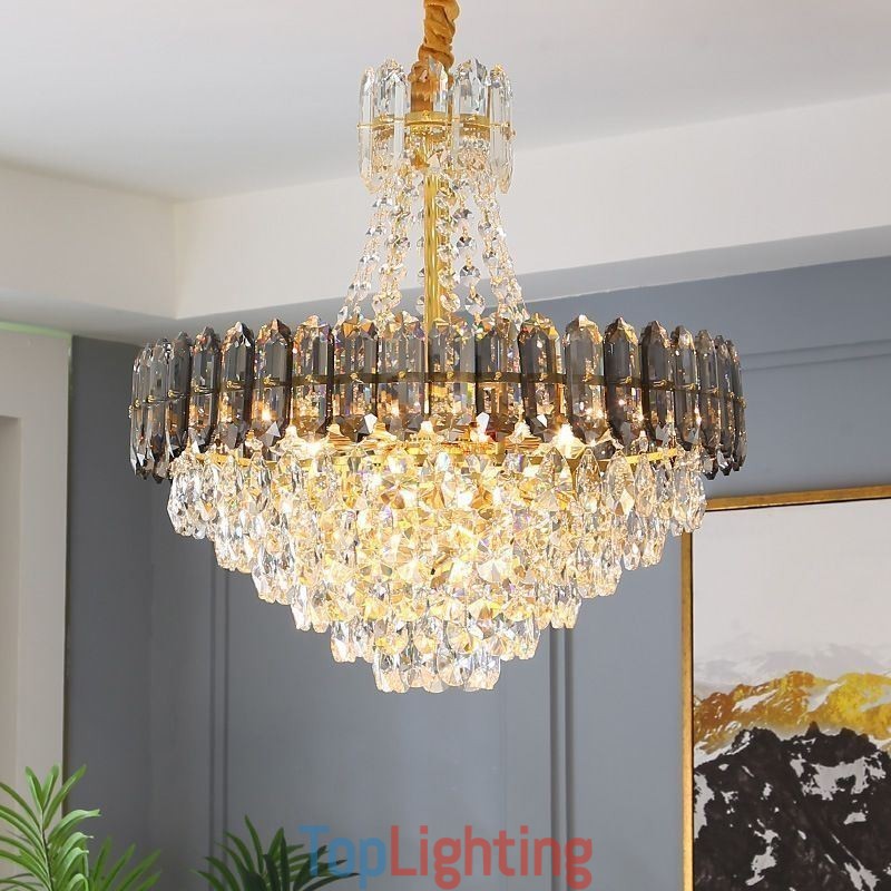 Crystal Pendant Light Conical Hanging Lighting Fixture Light