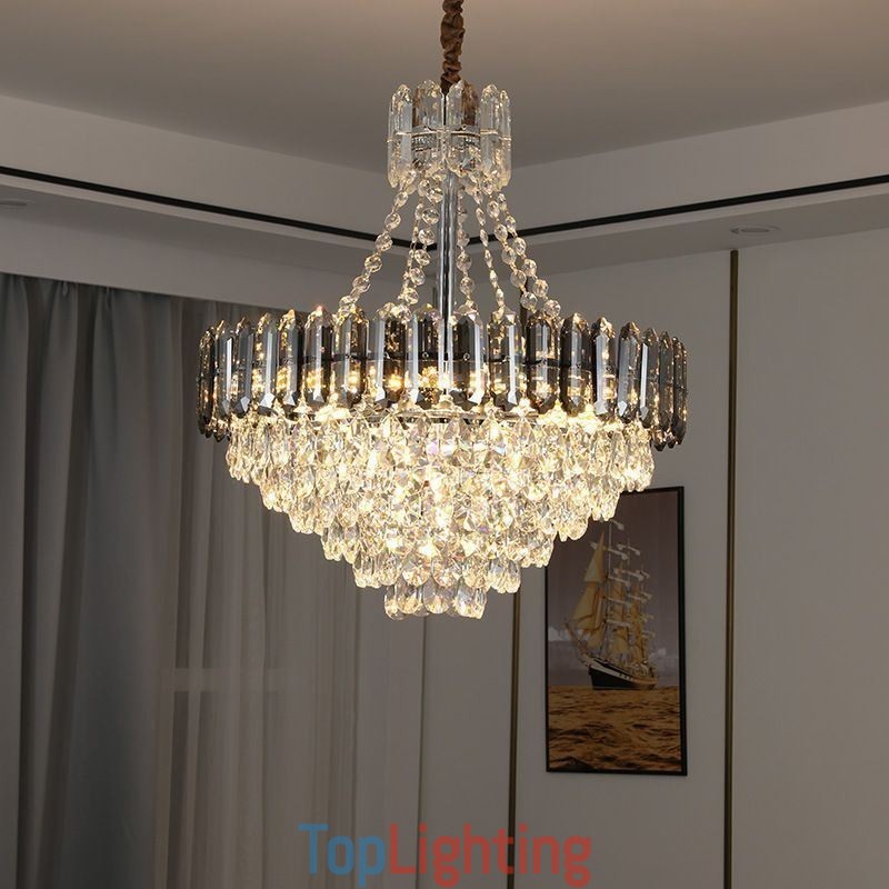 Crystal Pendant Light Conical Hanging Lighting Fixture Light