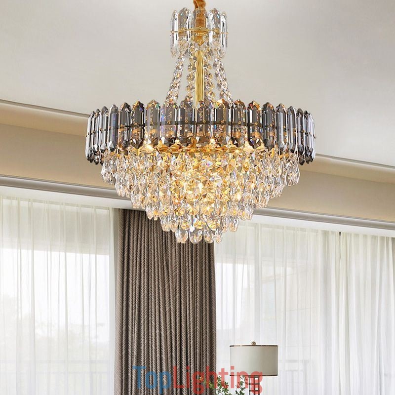 Crystal Pendant Light Conical Hanging Lighting Fixture Light