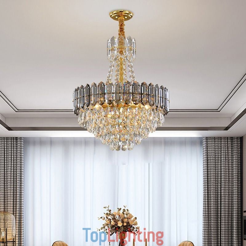 Crystal Pendant Light Conical Hanging Lighting Fixture Light