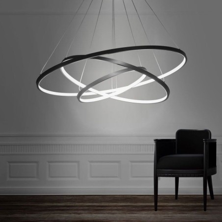 Modern Pendant Light Aluminum Black 3 Ring Hanging Light Modern Pendant Light Aluminum Black 3 Ring Hanging Light