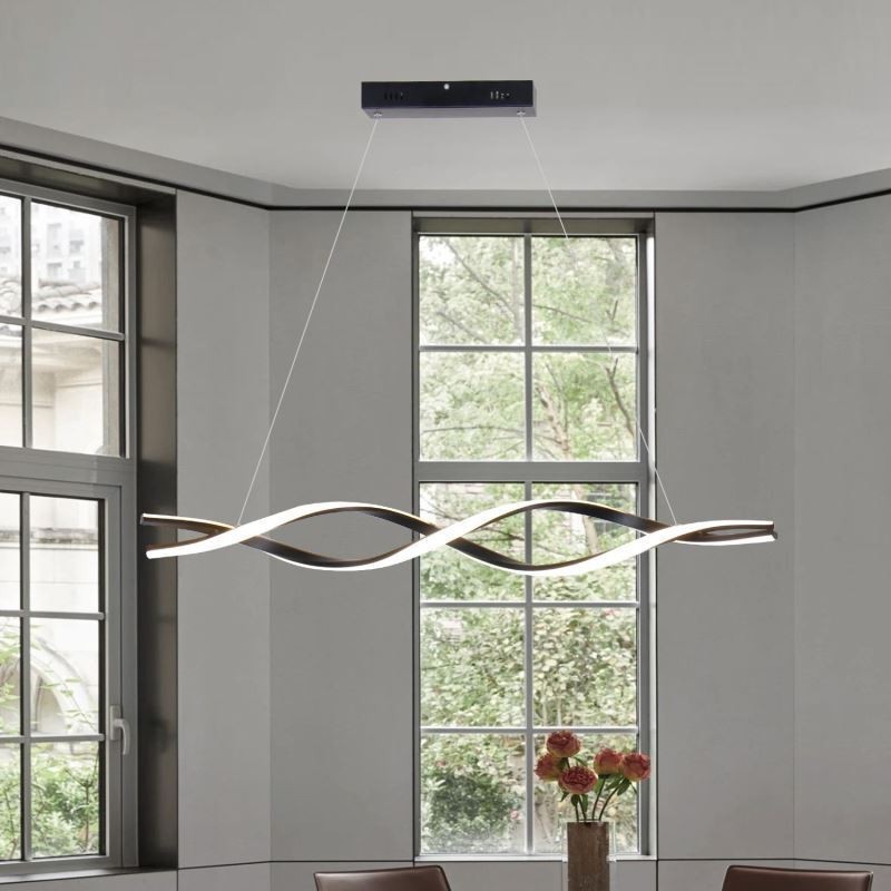 Modern Pendant Lighting Black Wave Shape Hanging Lights