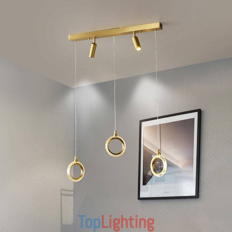 Pendant Light Acrylic Ring Light Fixture with Spotlight