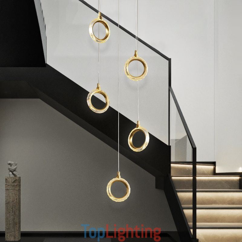 Pendant Light Acrylic Ring Light Fixture with Spotlight