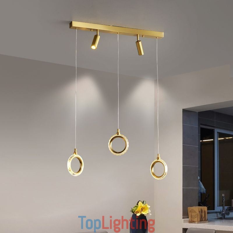 Pendant Light Acrylic Ring Light Fixture with Spotlight