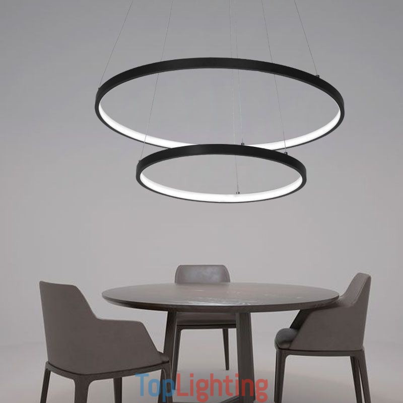 Modern Simple Pendant Light Aluminum Double Ring Hanging Light