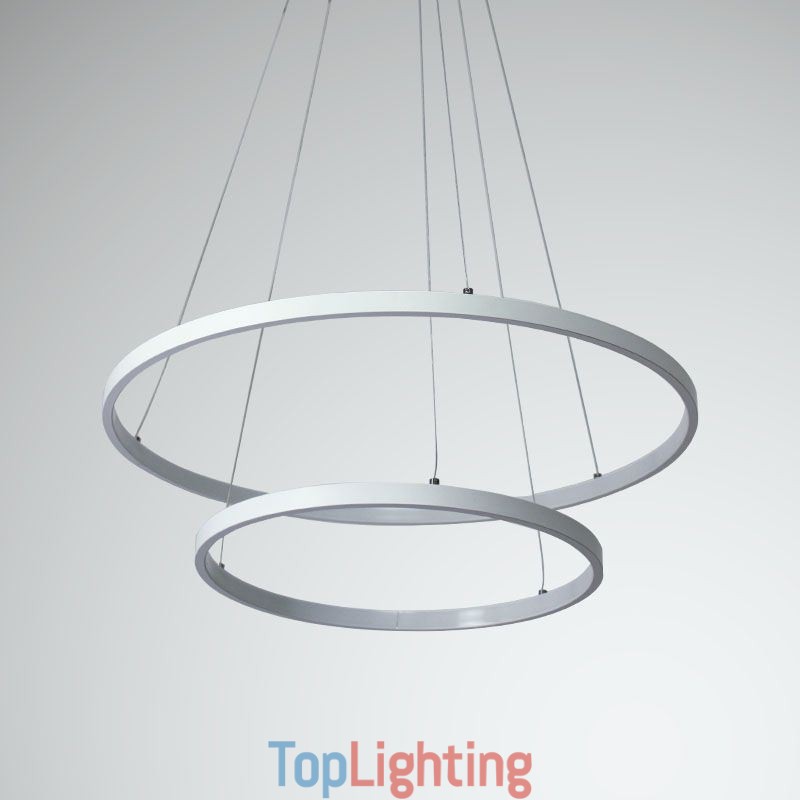 Modern Simple Pendant Light Aluminum Double Ring Hanging Light