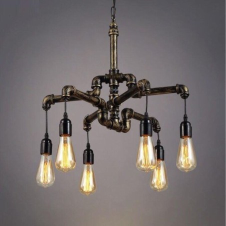 6 Light Retro Industrial Vintage Water Pipe Pendant Light Chandelier Country Rustic Style 6 Light Retro Industrial Vintage Water Pipe Pendant Light Chandelier Country Rustic Style