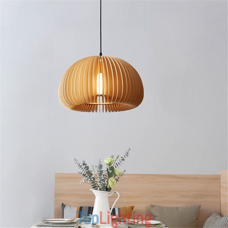 Retro Style Pendant Light Basswood Pumpkin Pendant Lamp