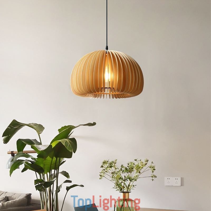 Retro Style Pendant Light Basswood Pumpkin Pendant Lamp