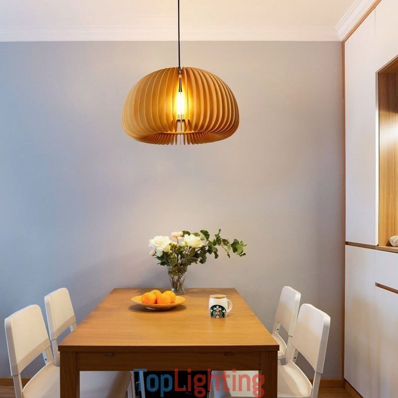 Retro Style Pendant Light Basswood Pumpkin Pendant Lamp