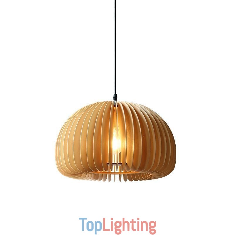 Retro Style Pendant Light Basswood Pumpkin Pendant Lamp