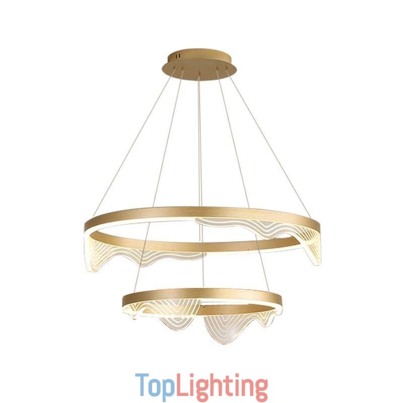 Golden Wave Ripple Pendant Light Ceiling Light 2 Light