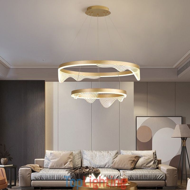 Golden Wave Ripple Pendant Light Ceiling Light 2 Light