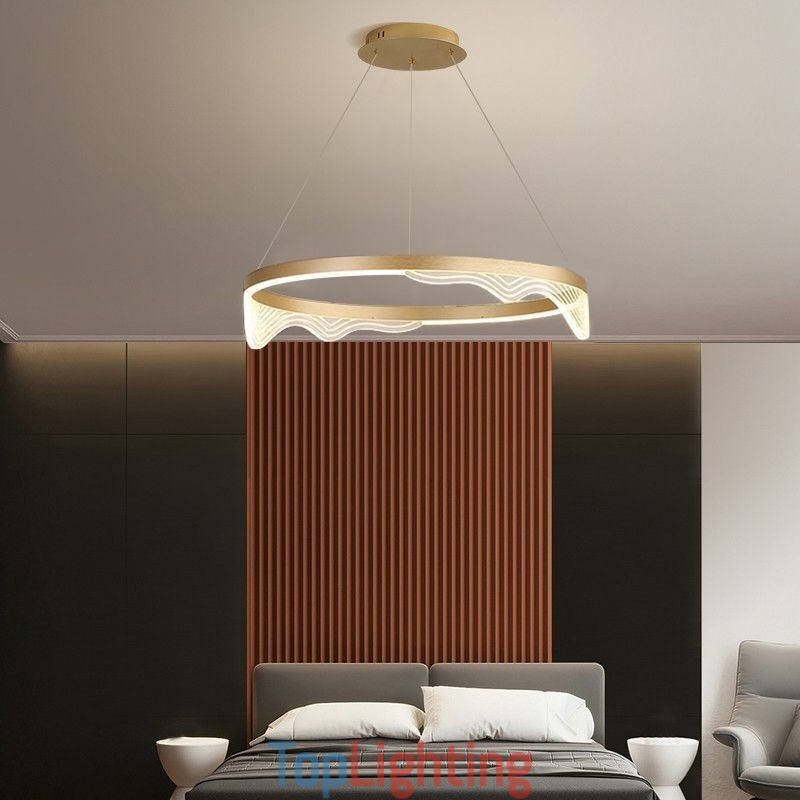 Nordic Aluminum Pendant Light Golden Wave Ripple Hanging Light
