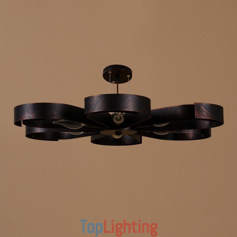 Modern Vintage Ceiling Light Iron Flower Shaped Pendant Light