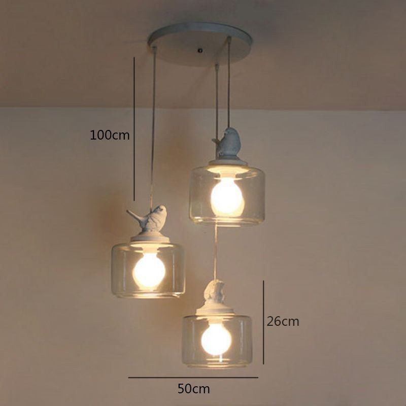 Retro Style Glass Pendant Light Little Bird Decorative Lighting