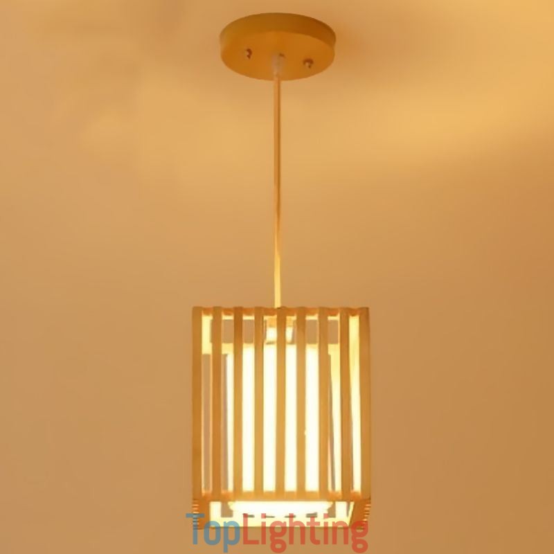 Minimalist Wood Cage Pendant Light