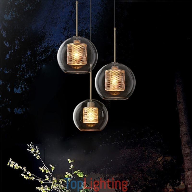 Minimalist Glass Cluster Pendant Light 3 Light Ceiling Light Island
