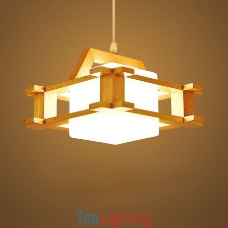 Nordic Style Oak Pendant Lamp with Frosted Glass Lamp Shade Cafe Nordic Style Oak Pendant Lamp with Frosted Glass Lamp Shade Cafe