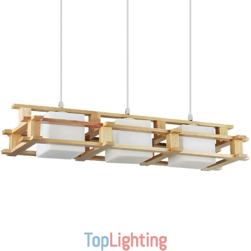 Creative 3 Lights Oak Pendant Lamp Decorative Wood Ceiling Light Cafe
