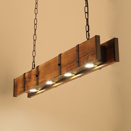 Industrial Style Pendant Light Rectangle Wood Ceiling Light Island