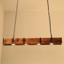 Industrial Style Pendant Light Rectangle Wood Ceiling Light Island