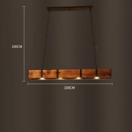 Industrial Style Pendant Light Rectangle Wood Ceiling Light Island