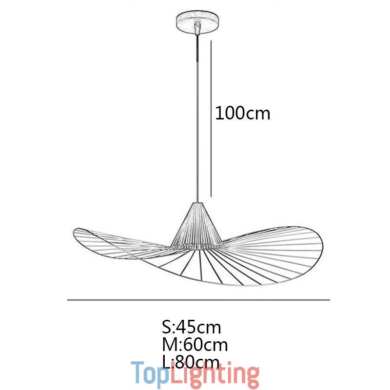 Iron Pendant Light Simple Straw Hat Lamp 1 Light