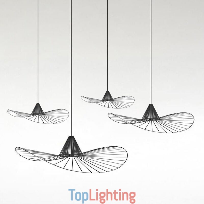 Iron Pendant Light Simple Straw Hat Lamp 1 Light