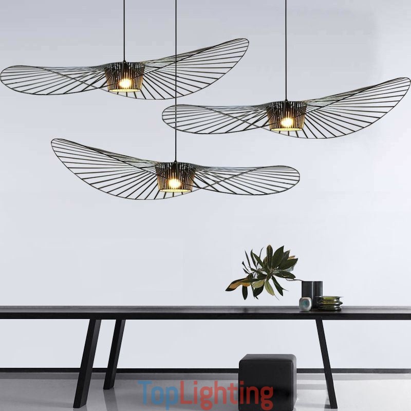 Iron Pendant Light Straw Hat Lamp 1 Light