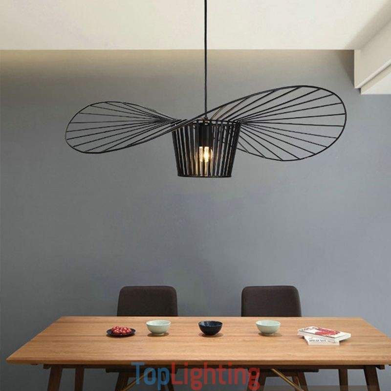 Iron Pendant Light Straw Hat Lamp 1 Light