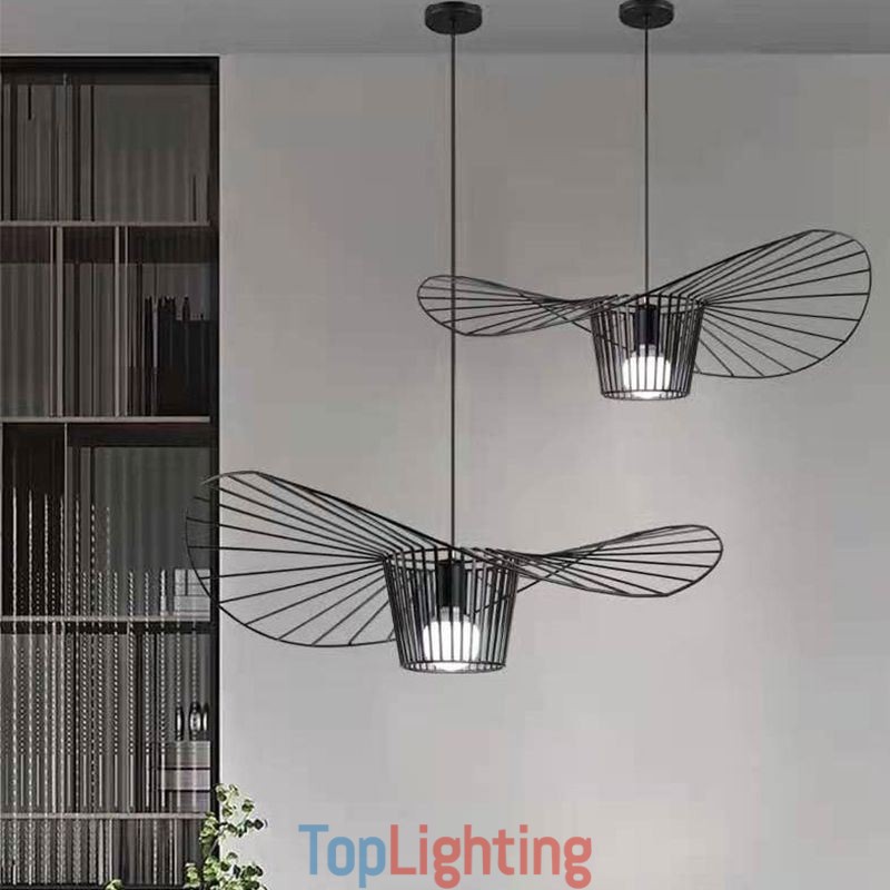 Iron Pendant Light Straw Hat Lamp 1 Light