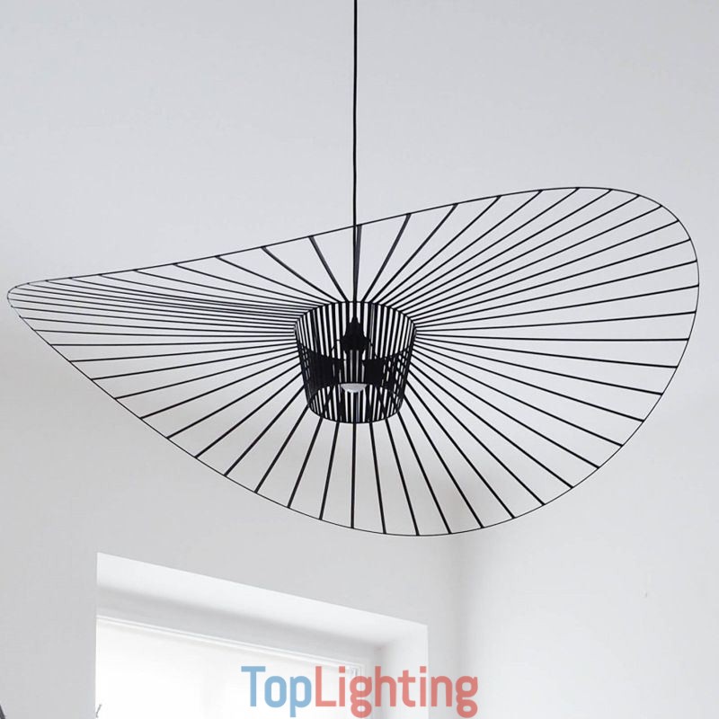 Iron Pendant Light Straw Hat Lamp 1 Light