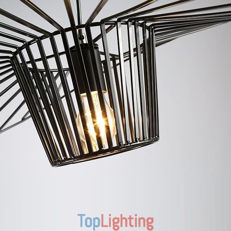Iron Pendant Light Straw Hat Lamp 1 Light