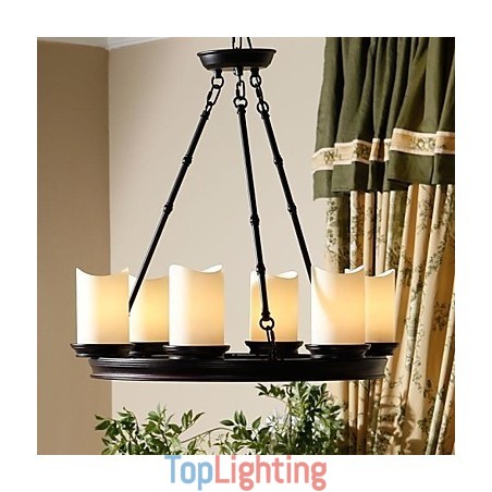Vintage Chandelier 6 Lights Steel and Glass Vintage Chandelier 6 Lights Steel and Glass